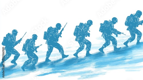 Soldiers Climbing in Dynamic Hand-Drawn Sketch Style
