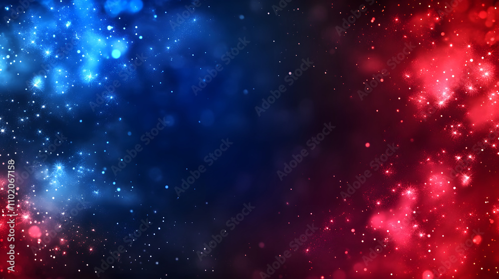 Fourth of July Fireworks Celebration Background with Red and Blue Stars. Fourth of July Fireworks Celebration Background with Red and Blue Stars.