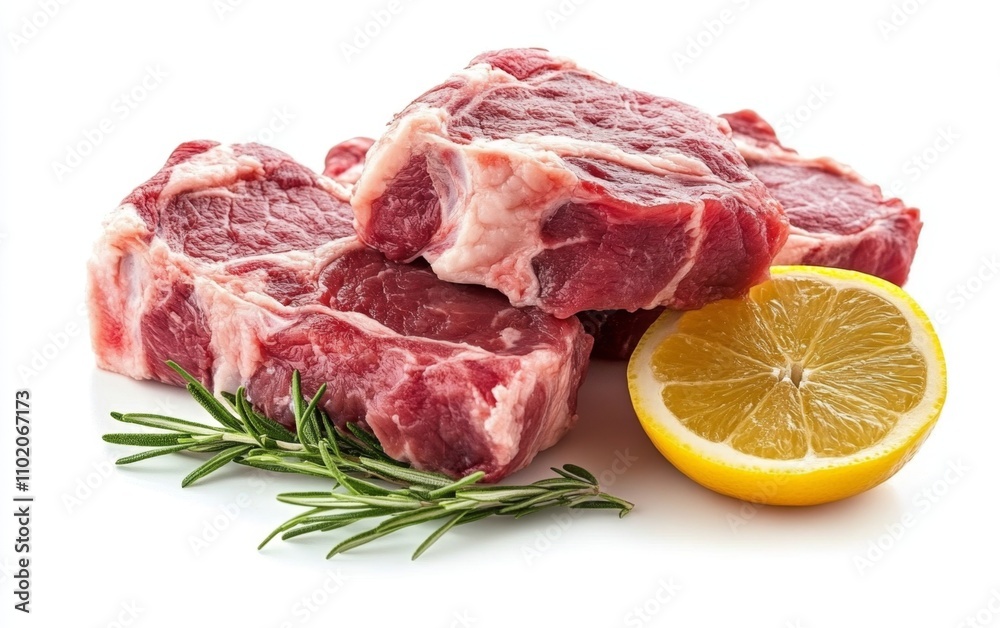 Fresh raw young lamb meat isolated on white background Fresh raw young lamb meat isolated on white background