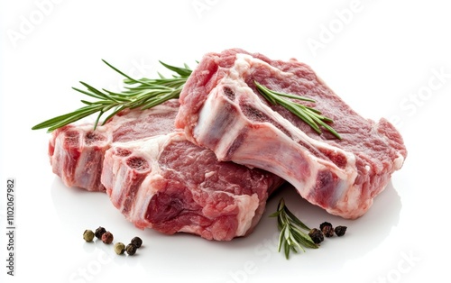 Fresh raw young lamb meat isolated on white background