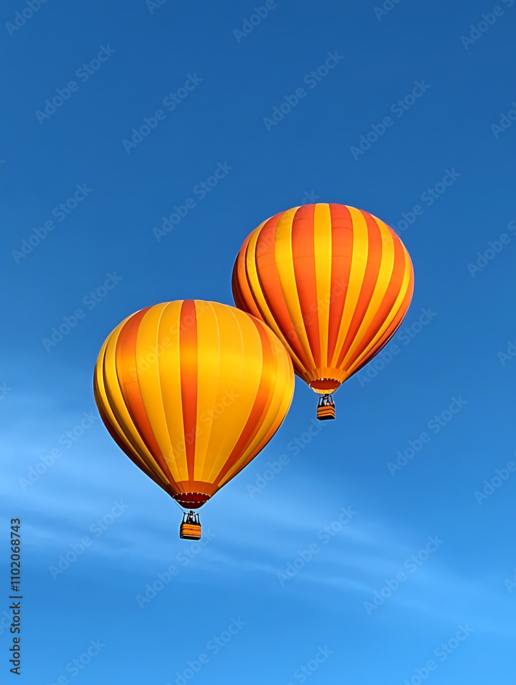 Colorful hot air balloons in the blue sky, vibrant atmosphere, joyful adventure, copy space Colorful hot air balloons in the blue sky, vibrant atmosphere, joyful adventure, copy space