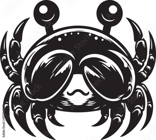 A crab with its claws covering its face appearing bashful