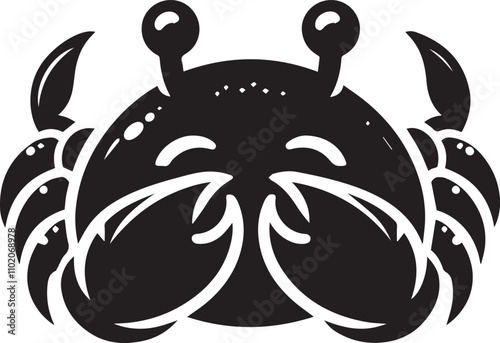A crab with its claws covering its face appearing bashful