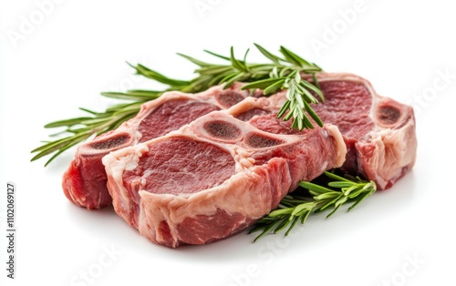 Fresh raw young lamb meat isolated on white background