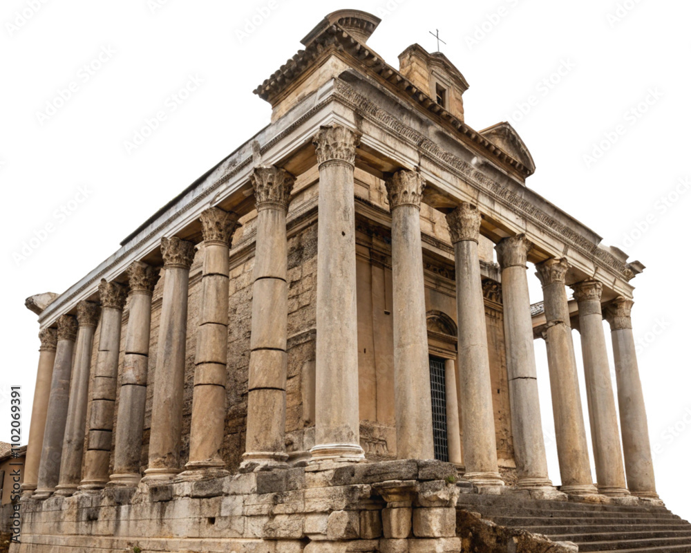Fototapeta premium Ancient Roman Temple on Transparent Background
