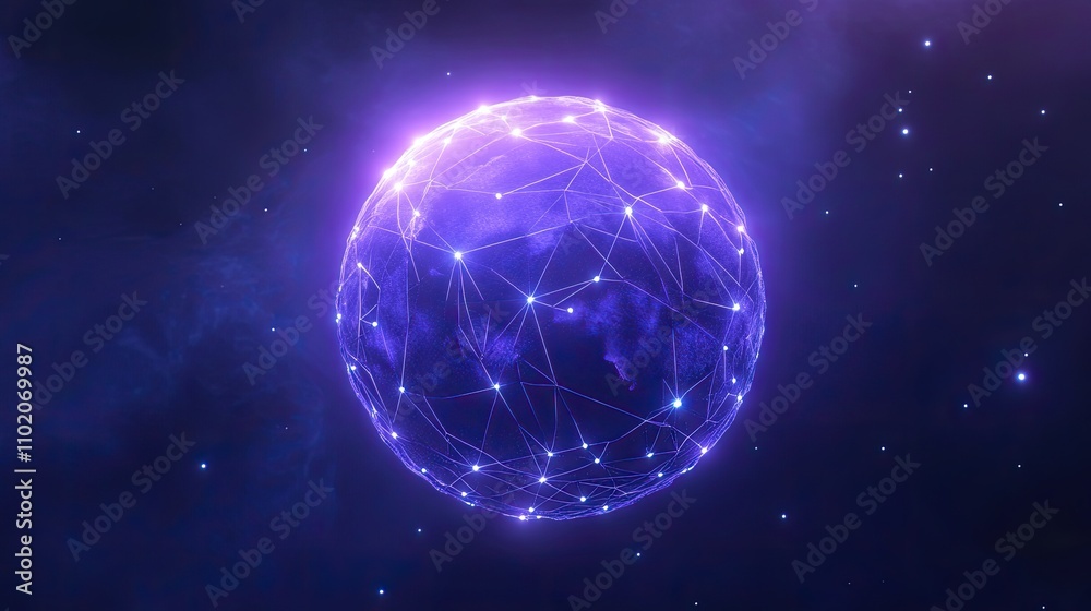 Networked planet with light nodes connecting continents, soft blue tones, neon light effects, stylized realism, aerial perspective Networked planet with light nodes connecting continents, soft blue tones, neon light effects, stylized realism, aerial perspective