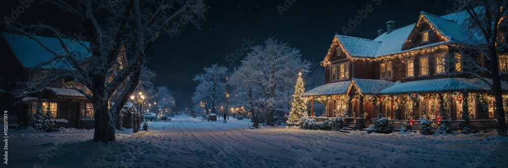 Dreamy snowy night with a Christmas vibe in Michigan Dreamy snowy night with a Christmas vibe in Michigan