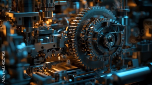 Close-up of intricate metallic gears and mechanisms.