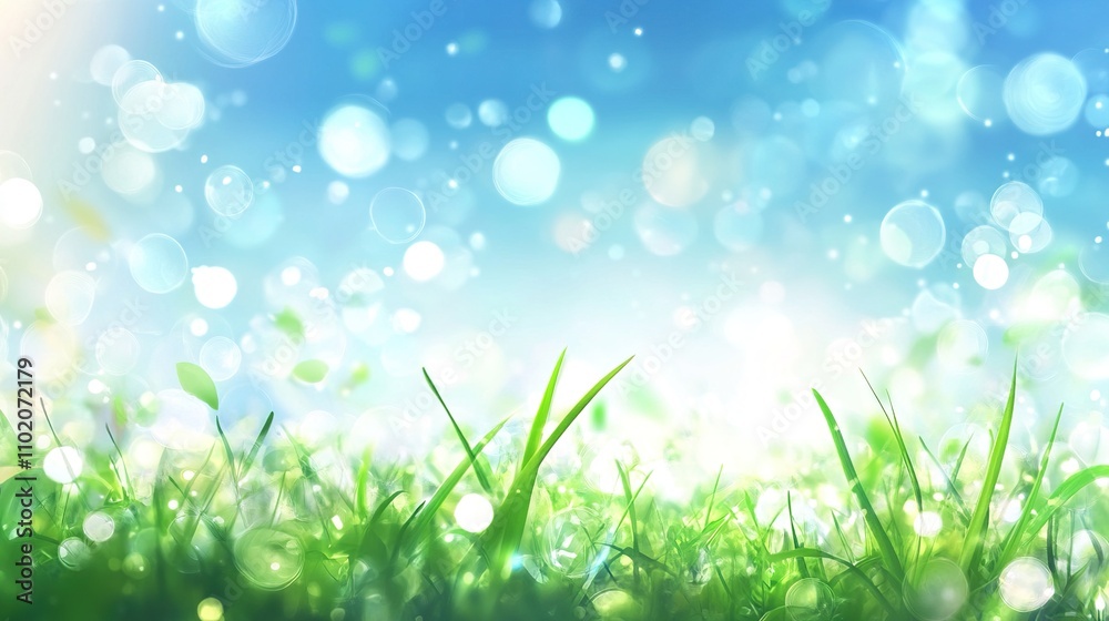Bright and Lush Grass with Soft Bokeh Background for World Environment Day Bright and Lush Grass with Soft Bokeh Background for World Environment Day