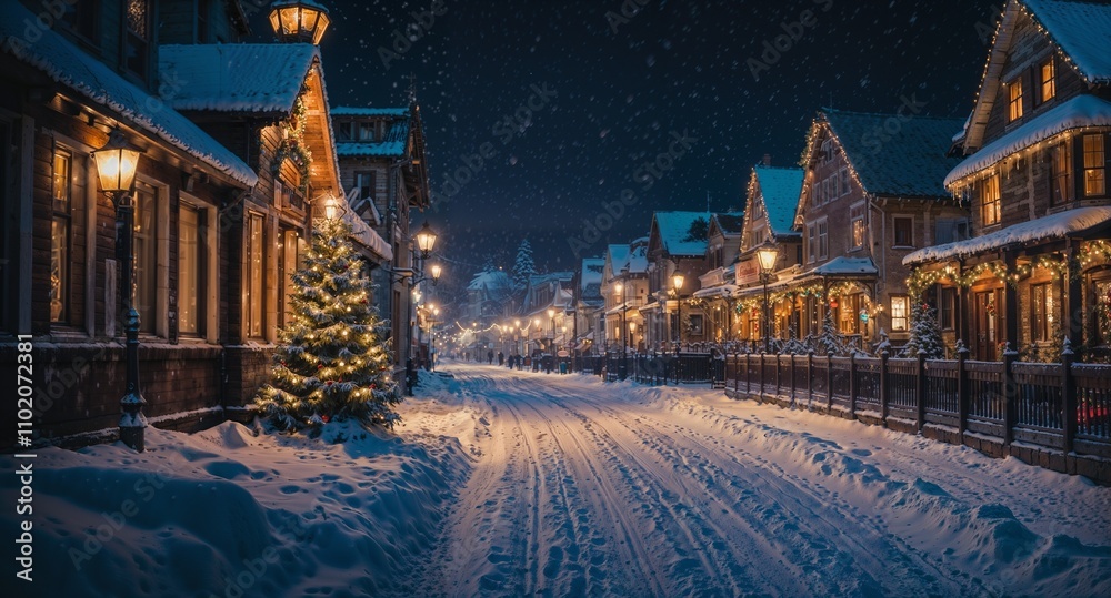 Dreamy snowy night with a Christmas vibe in Michigan Dreamy snowy night with a Christmas vibe in Michigan