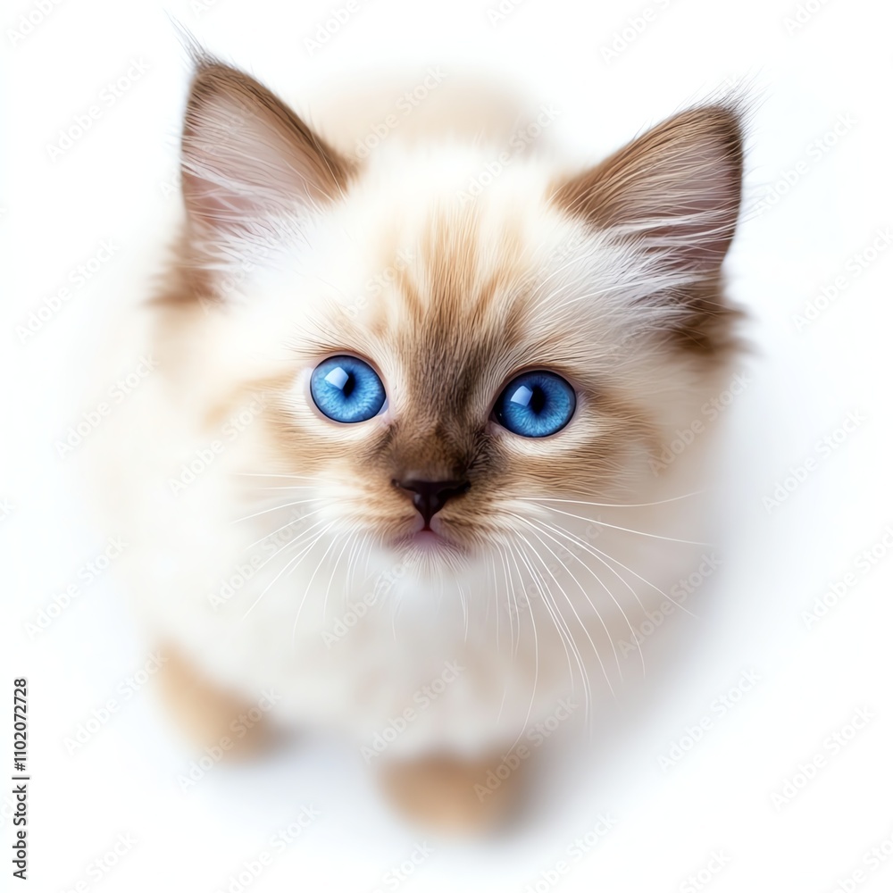 Adorable fluffy kitten with blue eyes on a white isolated background. Adorable fluffy kitten with blue eyes on a white isolated background.