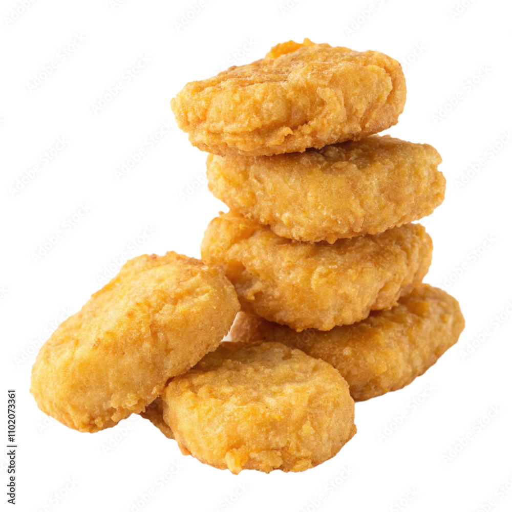 Golden Crispy Chicken Nuggets on Transparent Background Golden Crispy Chicken Nuggets on Transparent Background