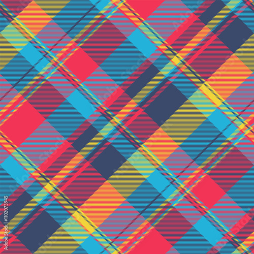 Full pattern background check, wallpaper vector textile tartan. Geometry texture fabric plaid seamless in blue and red colors. photo