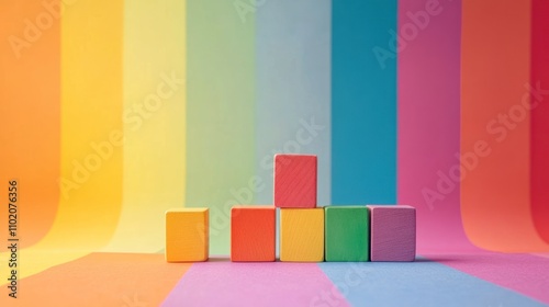 Colorful blocks arranged in a stair step pattern