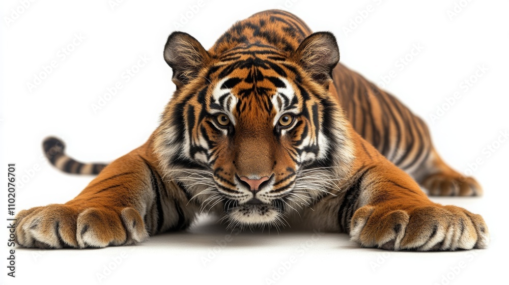 Obraz premium Majestic Tiger Stretching with Paws Extended
