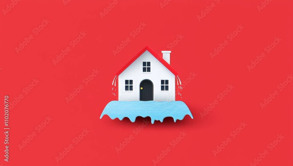 An urgent water damage emergency signifies a house with water pouring out. An urgent water damage emergency signifies a house with water pouring out.