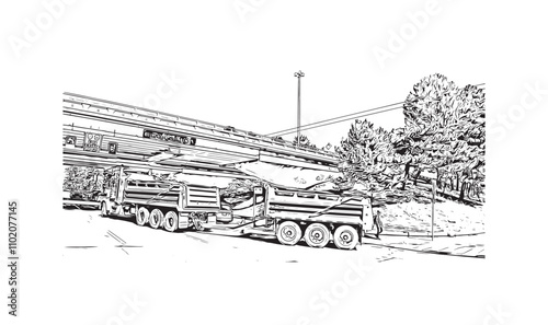Obraz na płótnie Print Building view with landmark of Vancouver is the city in Western Canada. Hand drawn sketch illustration in vector. w salonie