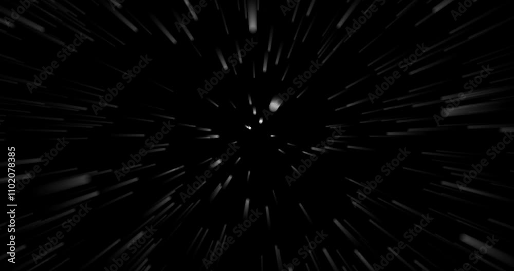 Flight back in space between stars and planets. Motion abstraction in space on a black background.
