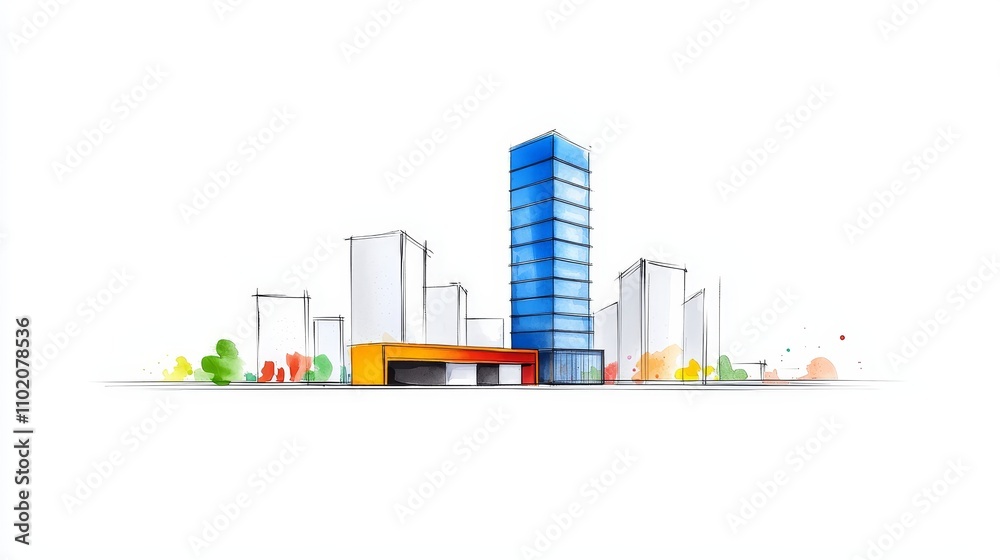 Sustainable urban planning is symbolized by modern green buildings surrounded by trees. Sustainable urban planning is symbolized by modern green buildings surrounded by trees.