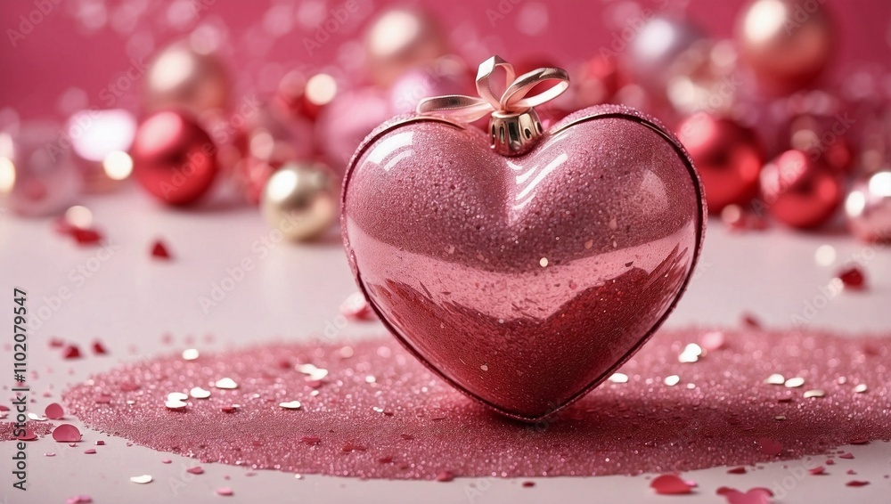 Fototapeta premium pink heart shaped christmas decoration