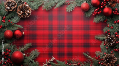 Red plaid Christmas frame
