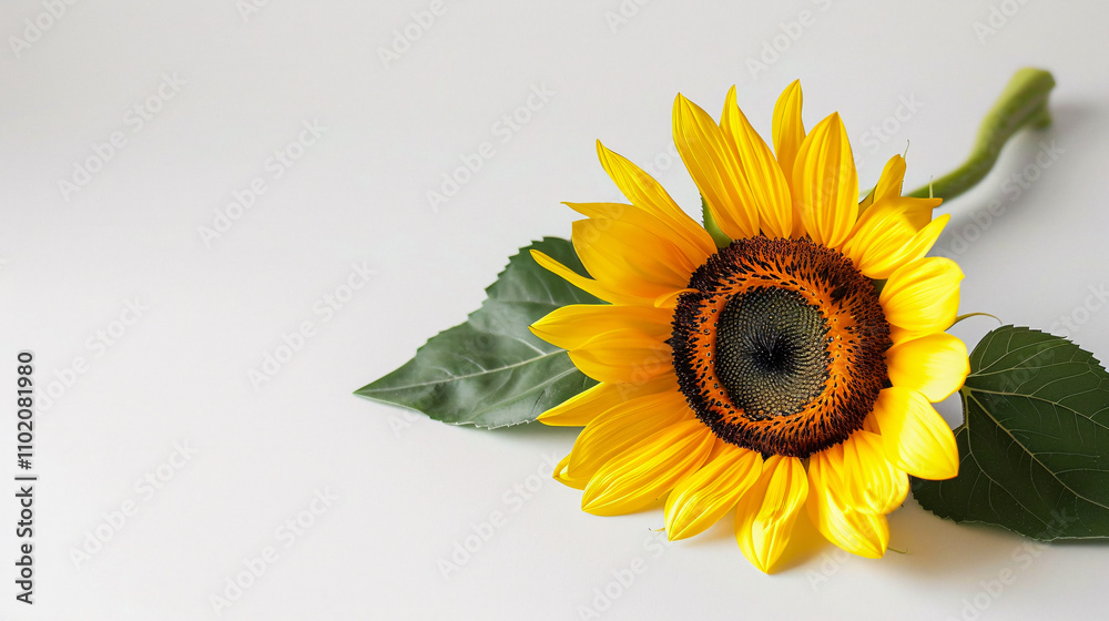 Obraz premium Beautiful sunflower against a white background.