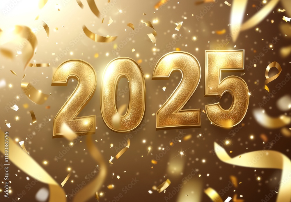 Happy new year, 3D style golden numbers Happy new year, 3D style golden numbers