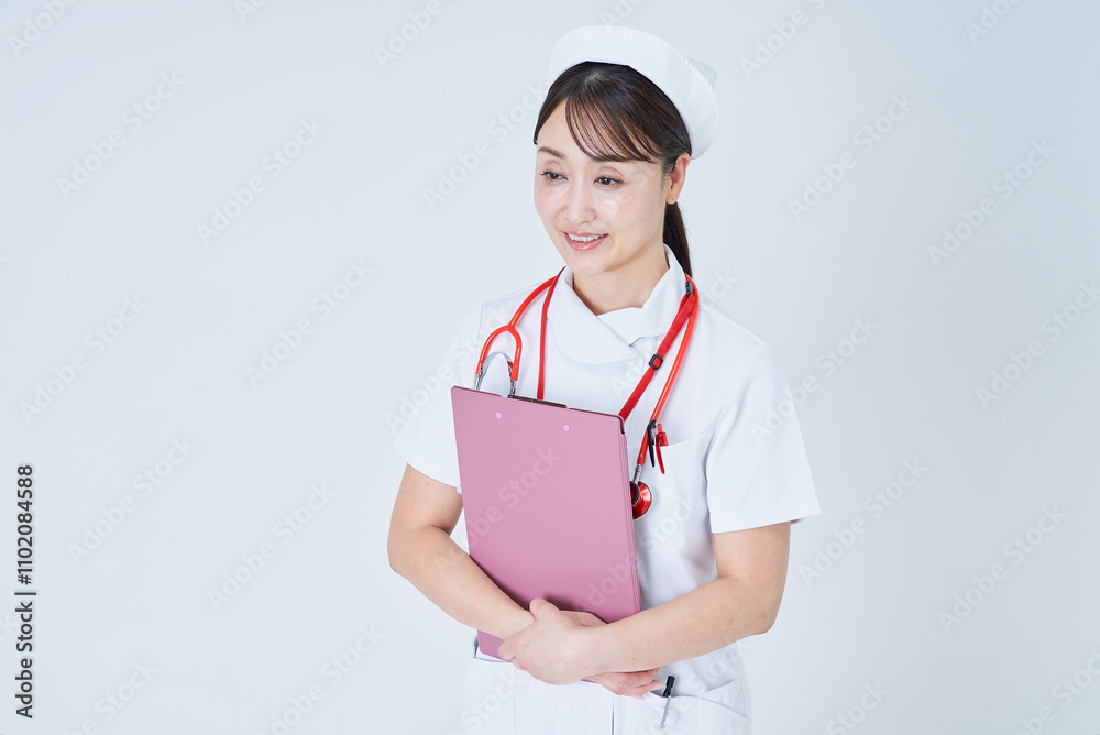 問診する医療スタッフの女性 問診する医療スタッフの女性