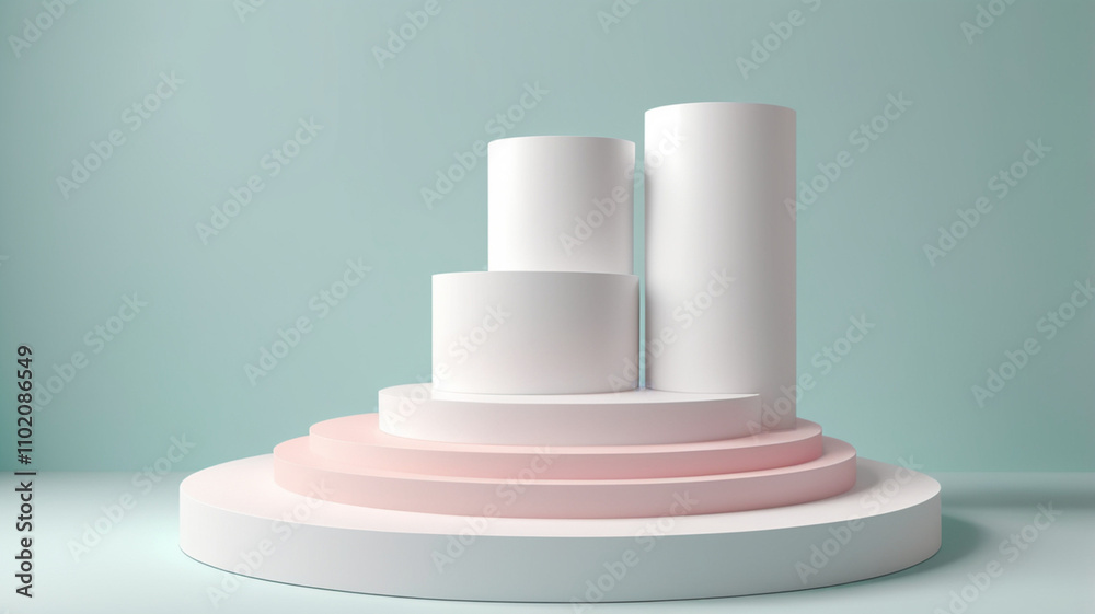 A 3D illustration of a cream-colored podium with a plastic bottle, symbolizing business success and achievement in a modern, sleek design. A 3D illustration of a cream-colored podium with a plastic bottle, symbolizing business success and achievement in a modern, sleek design.