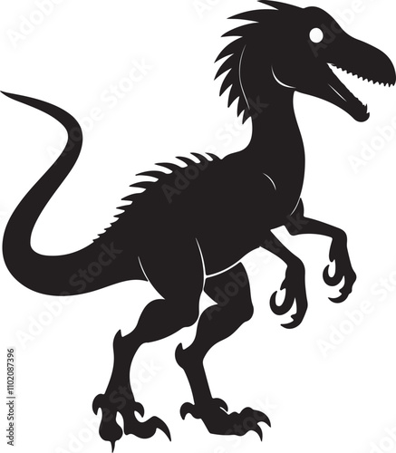 Velociraptor Silhouette Vector for Creative Dinosaur Themes and Learning Tools. photo