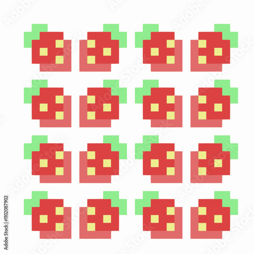 strawberries in pixel art. pattern