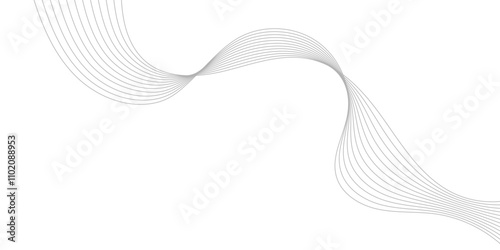 Gray wave curve lines abstract background with flowing particles. Digital energy waves technology concept. Modern backdrop design for business, presentation, banner.