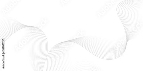 Gray wave curve lines abstract background with flowing particles. Digital energy waves technology concept. Modern backdrop design for business, presentation, banner.