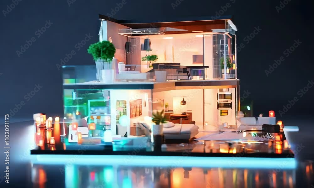 Picture of Modern Smart Home: A sleek and stylish modern home with smart home ...