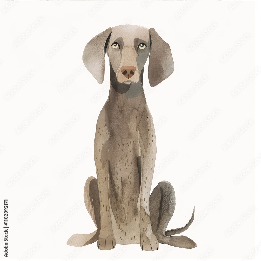 Fototapeta premium A playful illustration of a light gray dog sitting gracefully, perfect for animal lovers and pet-related themes.
