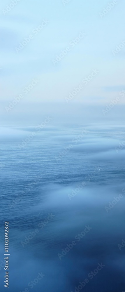 Misty morning fog rolling in over a light blue ocean, abstract, soft focus, serene, foggy, calming Misty morning fog rolling in over a light blue ocean, abstract, soft focus, serene, foggy, calming