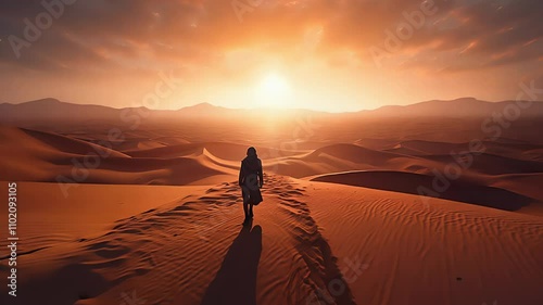 sunset in the desert. Created with generative AI