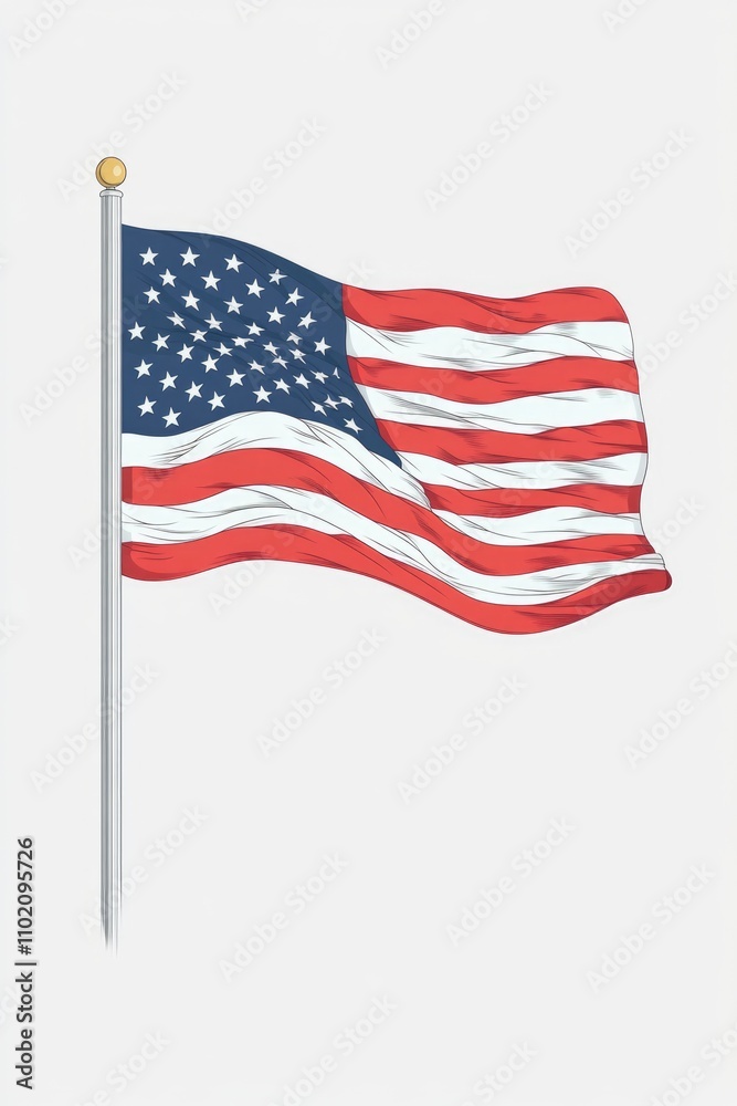 Fototapeta premium American flag waving in wind