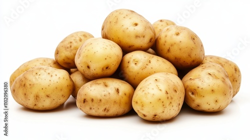 Heap of fresh potatoes isolated on white background