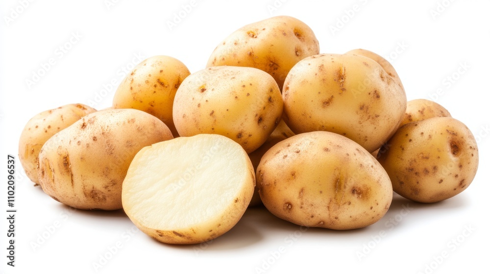 Heap of fresh potatoes isolated on white background Heap of fresh potatoes isolated on white background