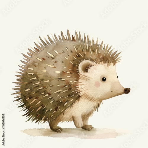 A cute and whimsical illustration of a hedgehog, featuring its characteristic spines and charming facial expression. photo