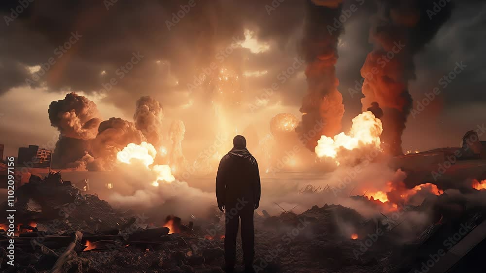 The End of the World Apocalyptic, epic scene. Created with Generative AI.	
