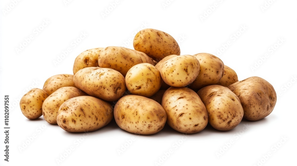 Heap of fresh potatoes isolated on white background Heap of fresh potatoes isolated on white background