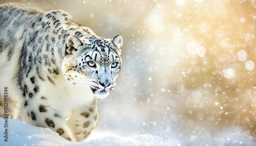 Majestic Snow Leopard in Winter Wonderland: A Breathtaking Portrait of a Rare Cat in its Natural Habitat