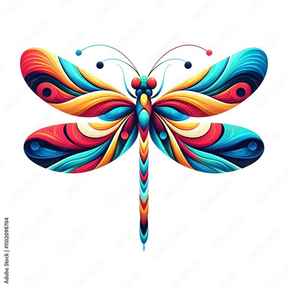 Fototapeta premium colorful dragonfly abstract design on white background