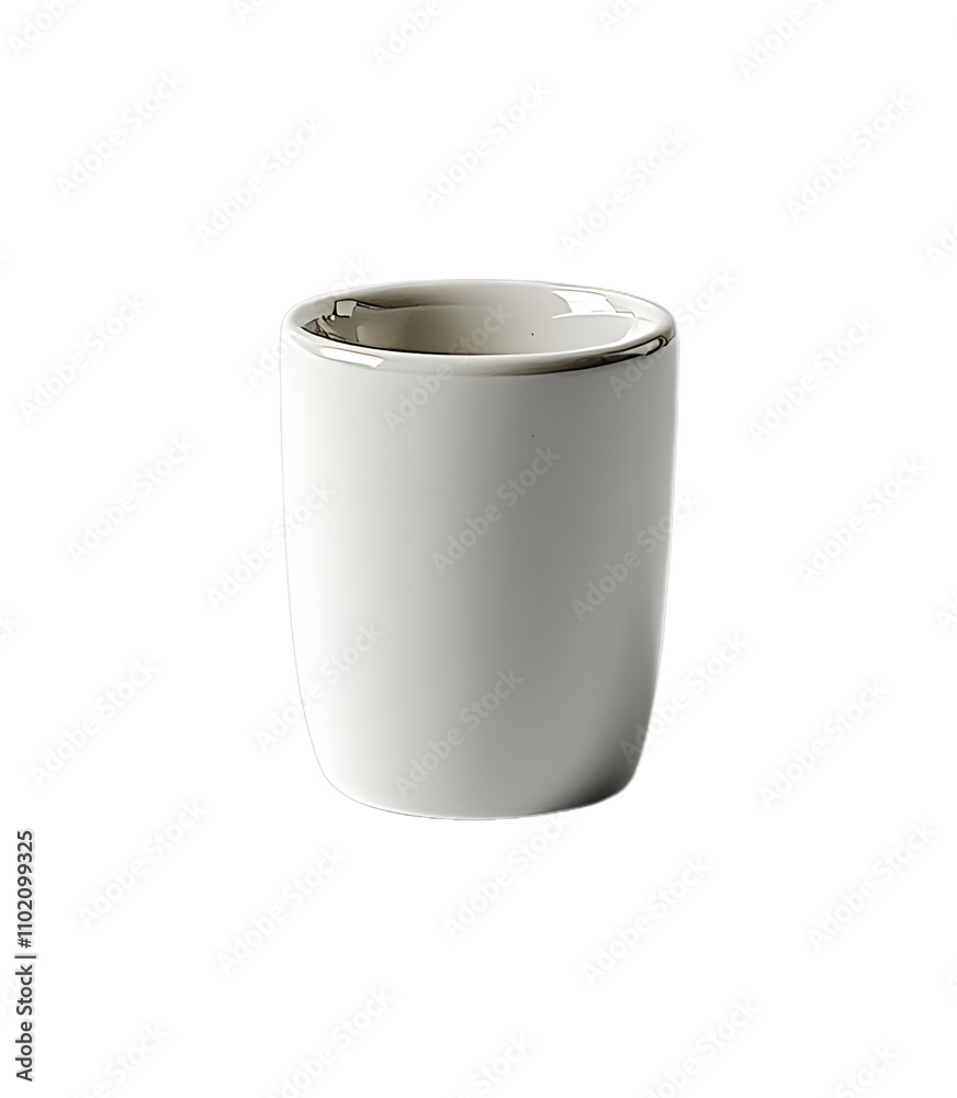 Elegant White Ceramic Cup with Glossy Finish and Silver Trim Elegant White Ceramic Cup with Glossy Finish and Silver Trim