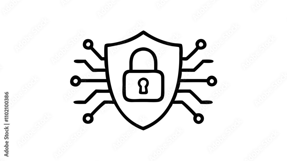 A shield with a glowing digital padlock in the center, symbolizing secure online protection and cybersecurity A shield with a glowing digital padlock in the center, symbolizing secure online protection and cybersecurity