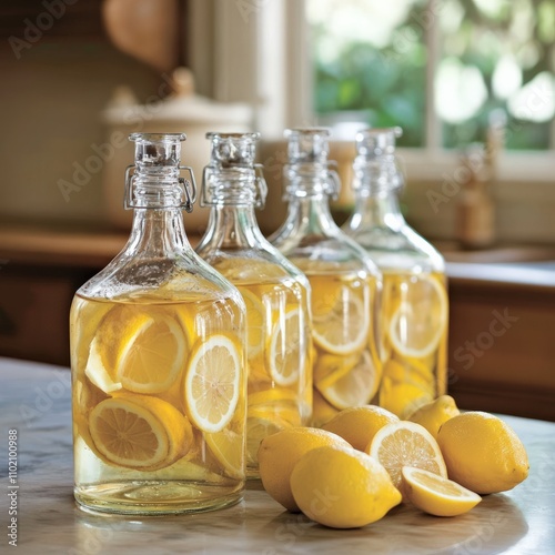 Infuse lemon peels in white vinegar for two weeks, then dilute with water. This all-purpose cleaner is excellent for countertops, sinks, and glass, leaving a fresh citrus scent.