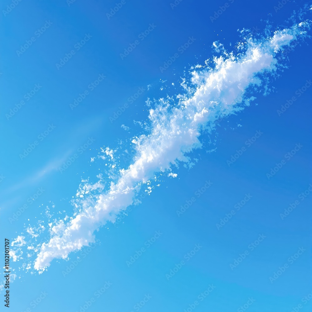A wispy white cloud streaks across the brilliant blue sky like a ghostly apparition, blue sky, white cloud, wispy cloud A wispy white cloud streaks across the brilliant blue sky like a ghostly apparition, blue sky, white cloud, wispy cloud