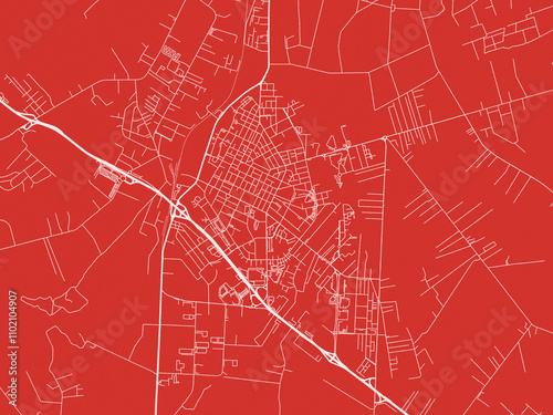 Photos Christmas Map of Aprilia, Italy in Snowy White on Festive Red Background